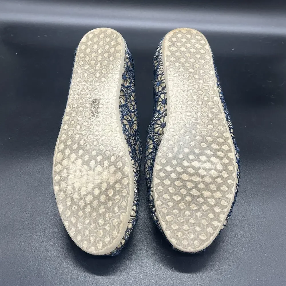 TOMS Crochet Glitter Slip On Women’s 8.5 Blue Gold